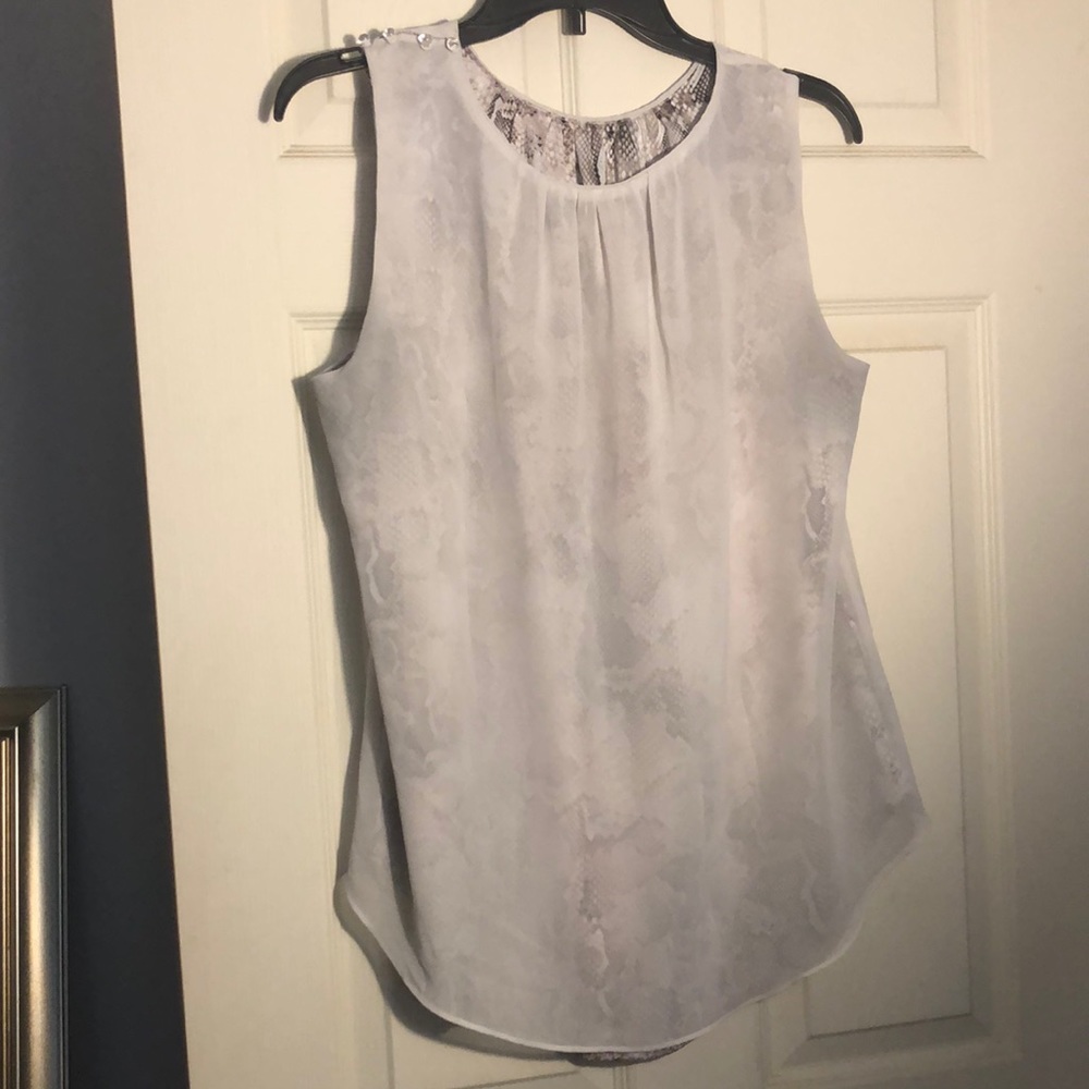 WHBM pink satin snakeskin tank with sheer overlay